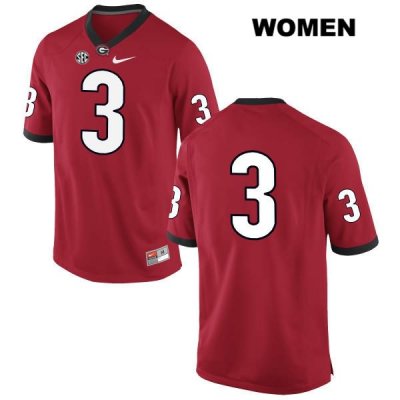 Women's Georgia Bulldogs NCAA #3 Zamir White Nike Stitched Red Authentic No Name College Football Jersey NLU4554TY